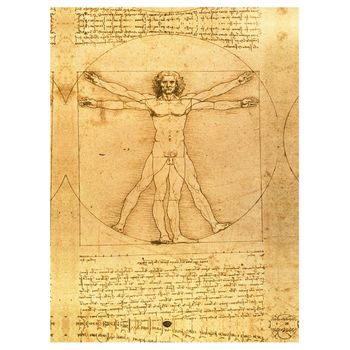 Legendarte - Cuadro Lienzo, Impresión Digital - El Hombre Vitruvio - Leonardo Da Vinci - Decoración Pared Cm. 60x90