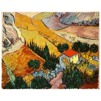 Legendarte - Cuadro Lienzo, Impresión Digital - Paisaje Con La Casa Y El Labrador - Vincent Van Gogh - Decoración Pared Cm. 80x100