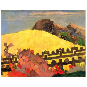 Legendarte - Cuadro Lienzo, Impresión Digital - Parahi Te Maras (la Montaña Sagrada) - Paul Gauguin - Decoración Pared Cm. 80x100