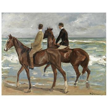 Legendarte - Cuadro Lienzo, Impresión Digital - Dos Caballeros En La Playa - Max Liebermann - Decoración Pared Cm. 80x100