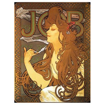 Legendarte - Cuadro Lienzo, Impresión Digital - Cartel Para El Papel De Fumar Job - Alphonse Mucha - Decoración Pared Cm. 60x80