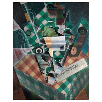 Legendarte - Cuadro Lienzo, Impresión Digital - Bodegón Con Mantel A Cuadros - Juan Gris - Decoración Pared Cm. 80x100