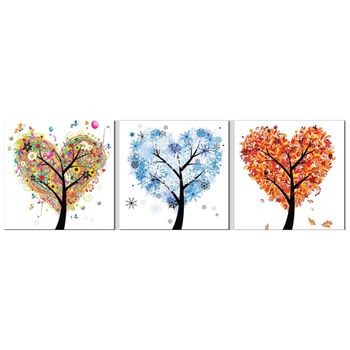 Legendarte - Cuadro Lienzo, Impresión Digital - Arboles De Amor - Decoración Pared Cm. 150x50 (3 Paneles)