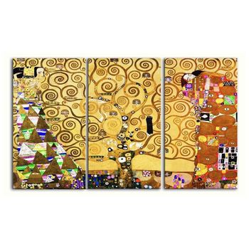 Legendarte - Cuadro Lienzo, Impresión Digital - El Árbol De La Vida - Gustav Klimt - Decoración Pared Cm. 150x90 (3 Paneles)