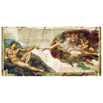 Legendarte - Cuadro Lienzo, Impresión Digital - La Creación De Adán - Michelangelo Buonarroti - Decoración Pared Cm. 50x100