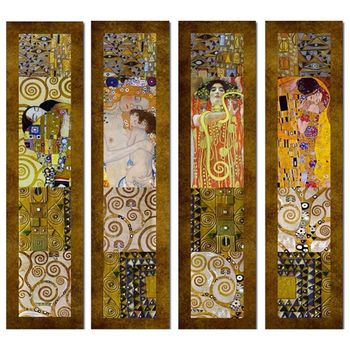 Legendarte - Cuadro Lienzo, Impresión Digital - Pinturas Klimt - Composición 1 - Decoración Pared Cm. 100x100 (4 Paneles)