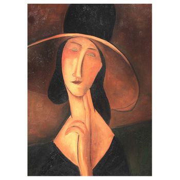 Legendarte - Cuadro Lienzo, Impresión Digital - Retrato De Jeanne Hébuterne Con Sombrero - Amedeo Modigliani - Decoración Pared Cm. 50x70