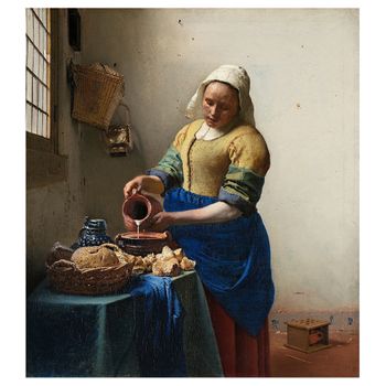 Legendarte - Cuadro Lienzo, Impresión Digital - La Lechera - Jan Vermeer - Decoración Pared Cm. 80x90