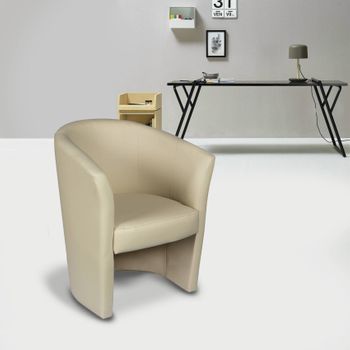 Sillón Tapizado En Ecopiel, Color Beige, Medidas 65 X 78 X 60 Cm