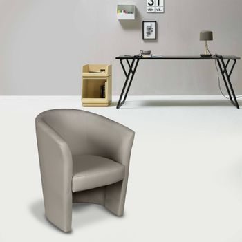 Sillón Tapizado En Ecopiel, Color Gris, 65 X 78 X 60 Cm