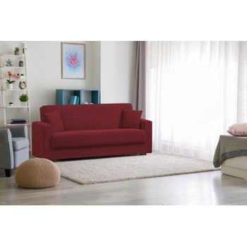 Sofá Cama Contenedor 3 Plazas, 212 X 80 X 87h Cm, Color Rojo