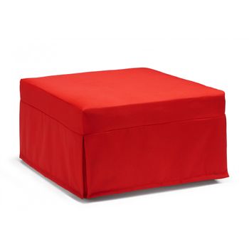 Talamo Italia Pouf Flash Bed, 100% Made In Italy, Puf Convertible En Una Cama Plegable Individual, Puf En Tejido De Salón, Cm 80x80h45, Color Rojo