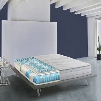 Colchón Talamo Italia Royal Cuadrado Y Medio, Made In Italy, Colchón Y Muelles Ensacados Memory Foam, Antiácaros E Hipoalergénico, Cm 120x190 H26