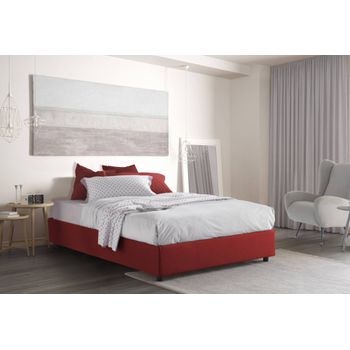 Talamo Italia Cama Doble Con Contenedor Silvia Sommier, Made In Italy, Cama Con Revestimiento De Tela, Apertura Frontal, Apta Para Colchón 160x190 Cm, Rojo