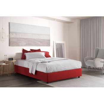 Talamo Italia Cama Doble Con Contenedor Silvia Sommier, Made In Italy, Cama Con Revestimiento De Tela, Apertura Frontal, Con Colchón De 160x190 Cm Incluido, Rojo