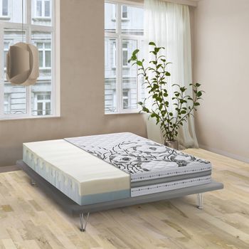 Talamo Italia Colchón Individual Sonia, En Memory Foam Y Waterfoam, Made In Italy, Cm 80x190h22, Blanco