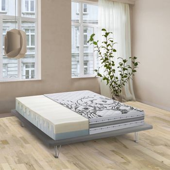 Talamo Italia Colchón Doble Sonia, En Memory Foam Y Waterfoam, Made In Italy, Cm 160x190h22, Blanco