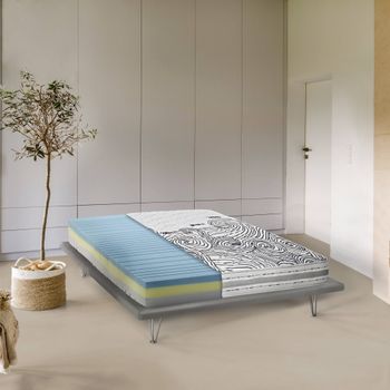 Colchón Talamo Italia Energy Para Un Cuadrado Y Medio, 100% Made In Italy, Colchón Extraíble De Memory Foam Y Waterfoam, Antiácaros E Hipoalergénico, Cm 120x190 H22