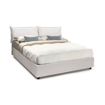 Talamo Italia Cama Doble Con Contenedor Veronica, Made In Italy, Cama Con Revestimiento De Cuero Ecológico, Apertura Frontal, Adecuada Para Colchón 160x190 Cm, Blanco