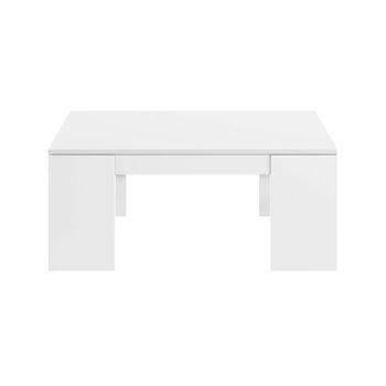 Mesa De Centro Con Tapa Elevable Y Espacio De Almacenamiento, Color Blanco Brillo, Medidas 100 X 43 X 50 Cm (altura Regulable De 43 A 54 Cm)