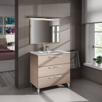 Mueble De Baño De Tres Cajones Con Espejo Enmarcado