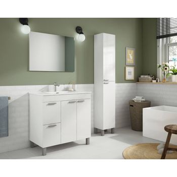 Mueble De Baño Con Dos Puertas Batientes Y Dos Cajones