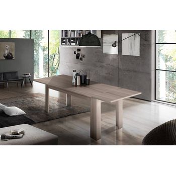 Mesa De Comedor Extensible, Made In Italy, Mesa Moderna Con Extensiones, Consola Extensible, 160 / 210x90h75 Cm, Color Olmo Perla