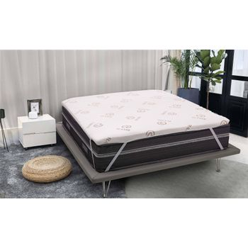 Talamo Italia Topper Plus Cuadrado Y Medio, Made In Italy, Topper Renueva Mterasso En Memory Foam Y Fibras De Cobre, Antiácaros E Hipoalergénico, Cm 120x190 H5