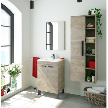 Mueble De Baño Con Dos Puertas Y Espejo