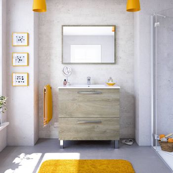 Mueble De Baño Con Puerta Abatible Y Espejo