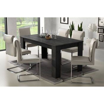 Mesa De Comedor Extensible, Consola Extensible, Mesa Moderna Con Extensiones, 160 / 220x88h80 Cm, Color Gris Ceniza