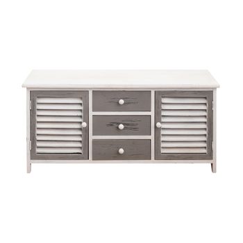 Banco Alacena 3 Cajones 2 Puertas Madera Blanco Gris 44x90x34 Rebecca Mobili