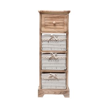 Rebecca Mobili Cajonera Estrecha Madera Blanco Beige Shabby 80