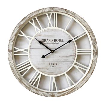 Reloj De Pared Shabby Vintage Madera Blanco 50x50x4,5 Rebecca Mobili