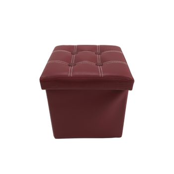 Ottoman Puff Suelo Cuero Sintético Bordeaux Plegable 30x30x30 Rebecca Mobili