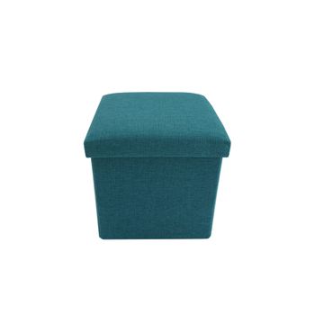 Puff Cubo Pouf Tuerca Algodón Azúl Turquesa 30x30x30 Rebecca Mobili