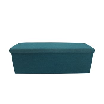 Pouf Acolchado Puff Asiento Contenedor Azúl 38x110x38 Rebecca Mobili