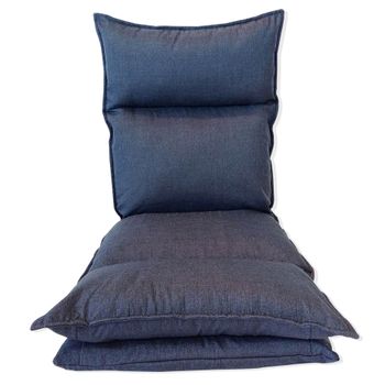 Futon Sillón Yoga Azul Jeans Metal Poliéster Reclinable 70x56x70 Rebecca Mobili