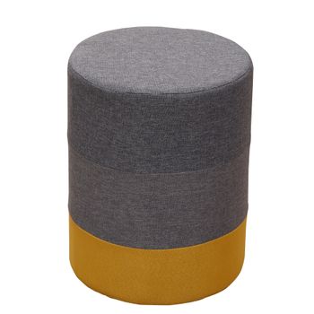 Reposapiés Pouf Acolchado Madera Tela Amarillo Gris 45x35x35 Rebecca Mobili