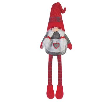 Gnome Piernas Largas Elf Gris Rojo Tela Navidad Idea 67x10x14 Rebecca Mobili