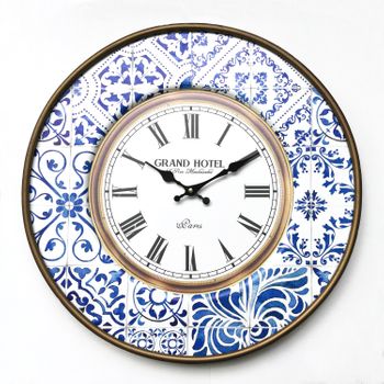 Reloj Grande De Pared Blanco Azul Mdf Metal Para Salón Cocina Rebecca  Mobili con Ofertas en Carrefour