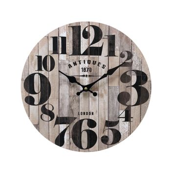 Reloj Pared Mdf Negro Marrón Cocina Sala De Estar 33,8x338x4 Rebecca Mobili