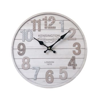 Reloj De Pared Mdf Blanco Cocina Salón 33.8x33.8x4 Rebecca Mobili