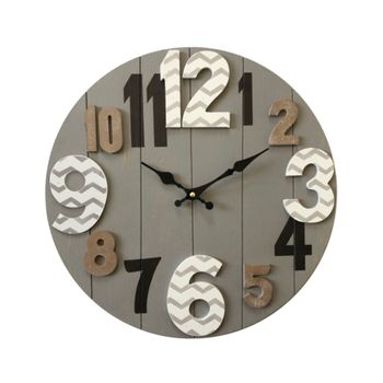 Reloj De Pared Relojes Mdf Madera Moderno Gris 40x40x4,5 Rebecca Mobili