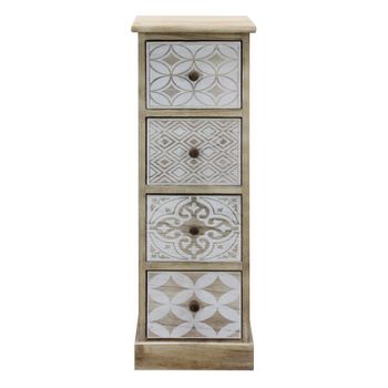 Cajonera Estrecha Madera Blanco Beige Shabby 80,5x29x25 Rebecca Mobili