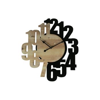 Reloj Relojes De Pared Tallados Mdf Marrón Negro 56,5x4,5x50 Rebecca Mobili