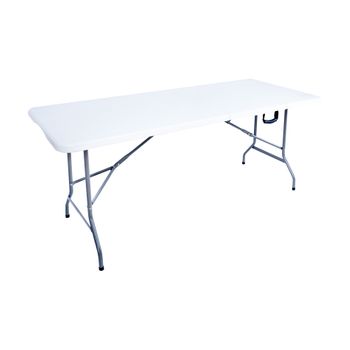 Mesa Plegable Blanco Acero Hdpe Camping Balcón 74x180x74 Rebecca Mobili