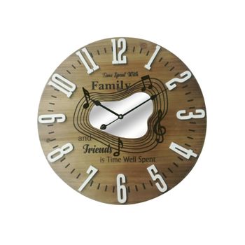 Reloj Para Colgar Marron Blanco Mdf Friends Family Cuarto Sala 50x50x4,5 Rebecca Mobili