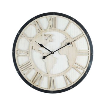 Reloj De Pared Redondo Vintage Blanco Y Negro 50x50x5 Rebecca Mobili