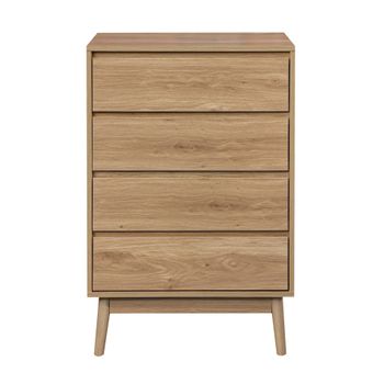 Cómoda 4 Cajones Madera Marrón Mueble De Dormitorio Estilo Nórdico Rebecca Mobili